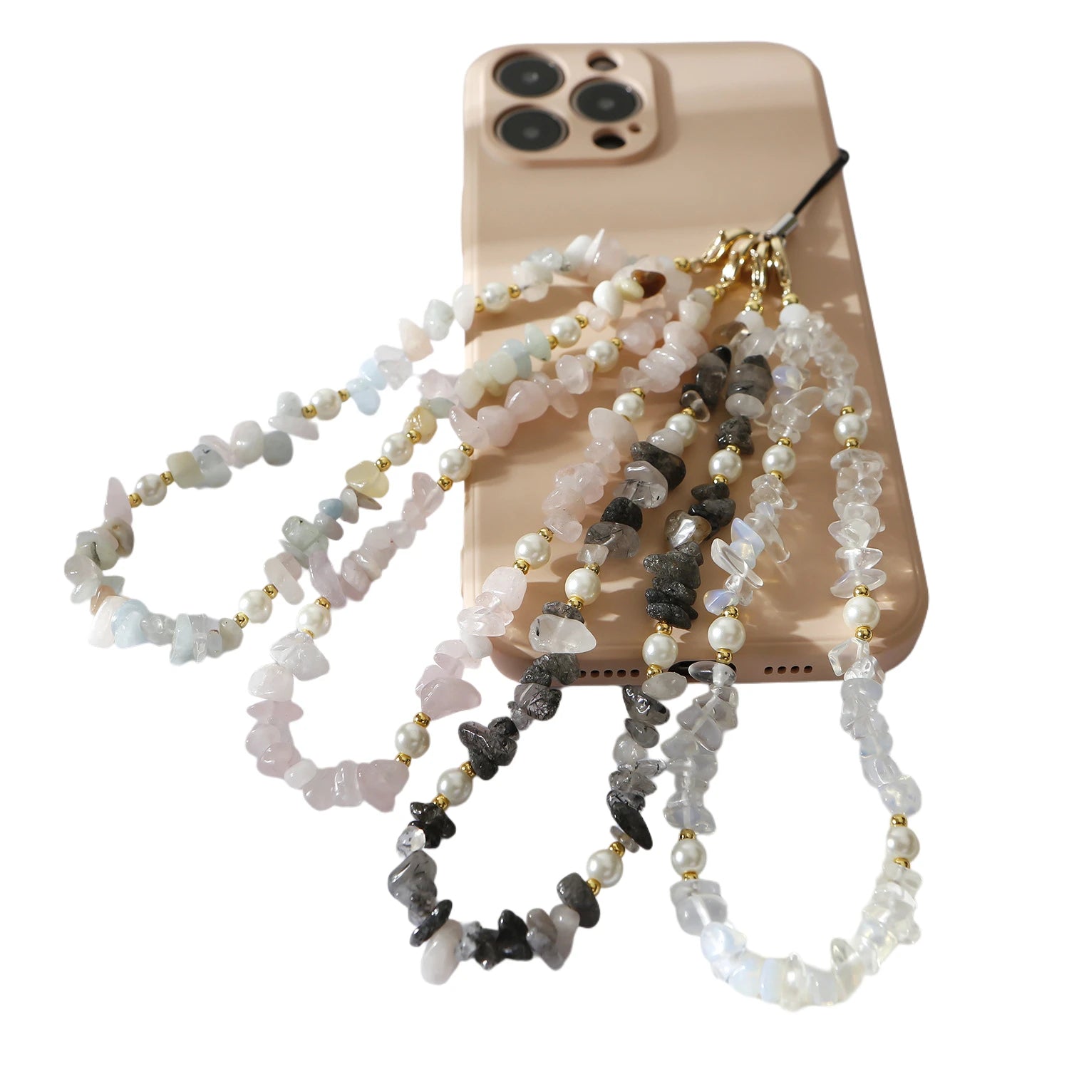 Natural Gemstone Pearl Phone  Style Wrist Rope Phone Pendant Accessories