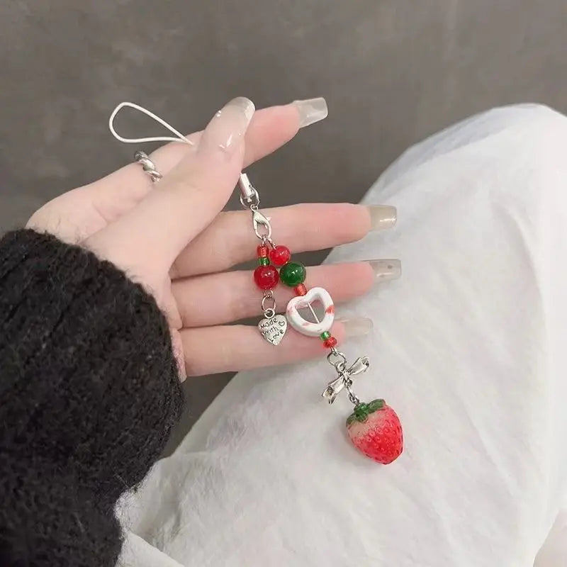 Strawberry Beads Phone Chain