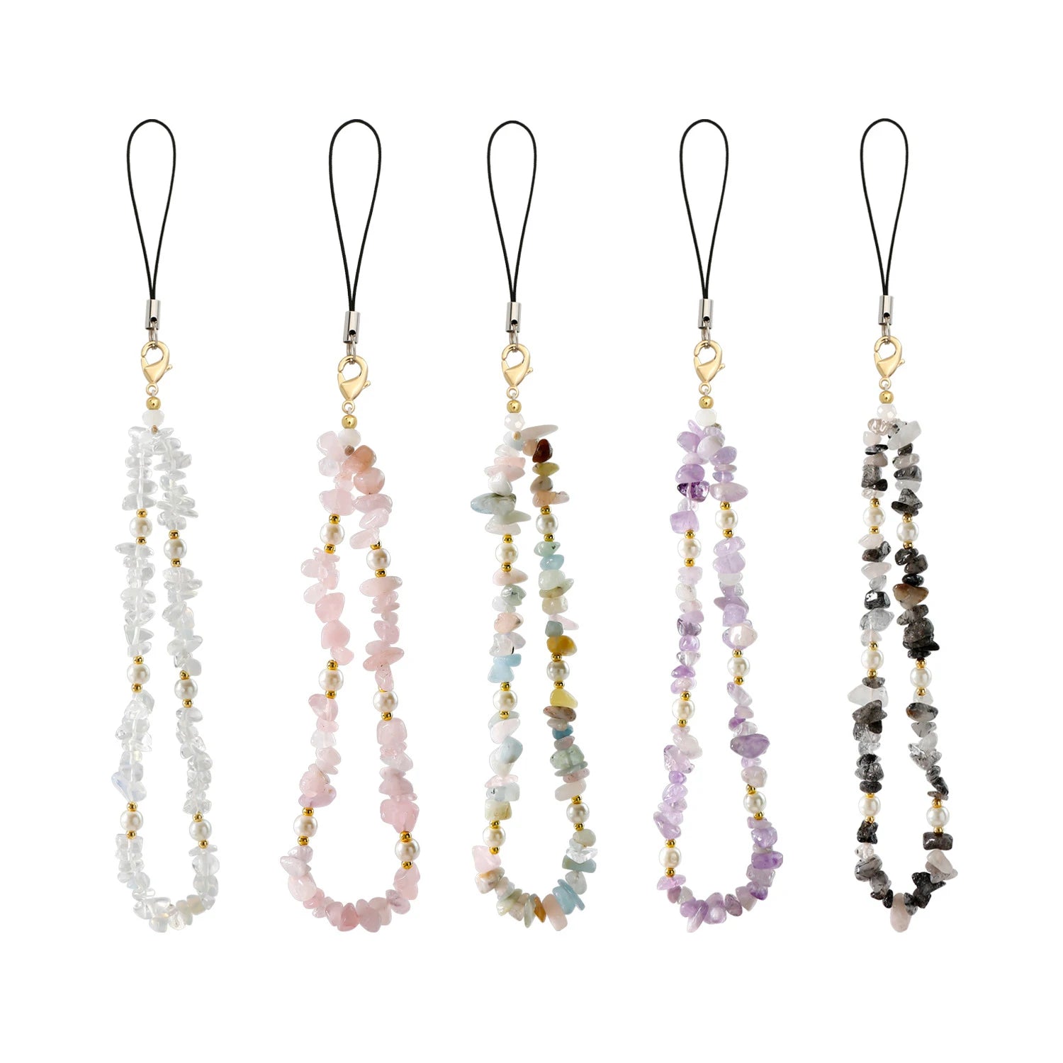 Natural Gemstone Pearl Phone  Style Wrist Rope Phone Pendant Accessories