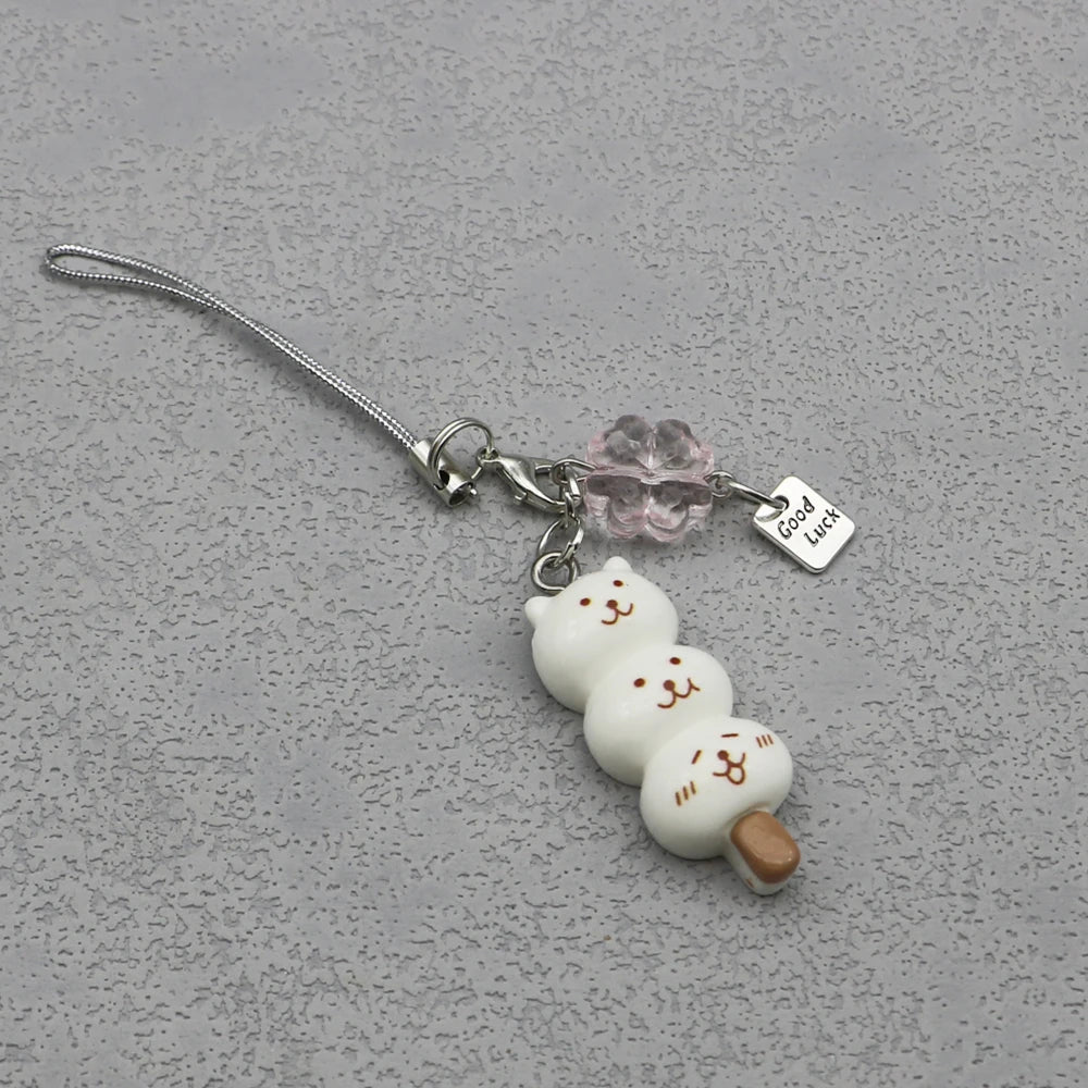 Handmade Kawaii Dango Bear and Cat Phone Charm