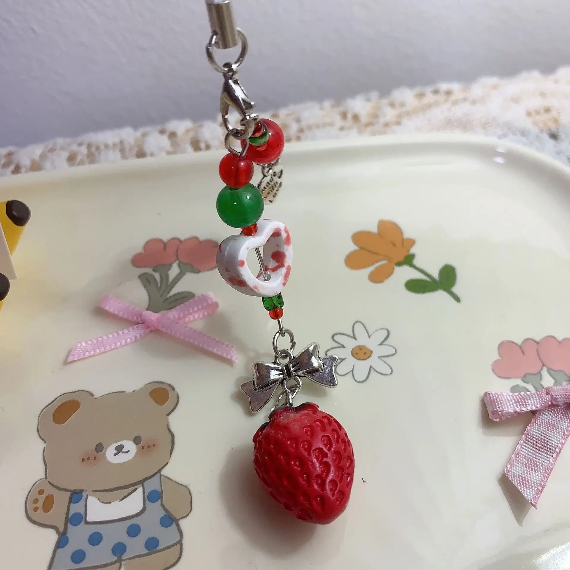 Strawberry Beads Phone Chain