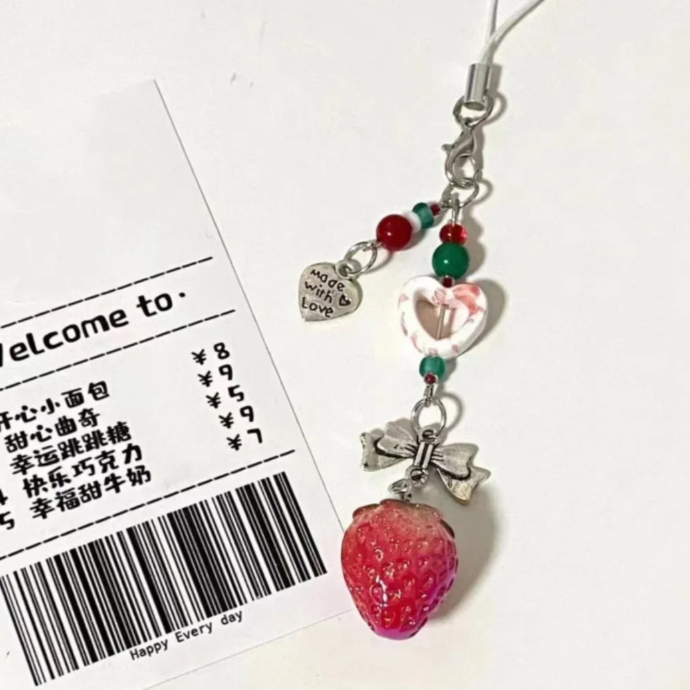 Strawberry Beads Phone Chain