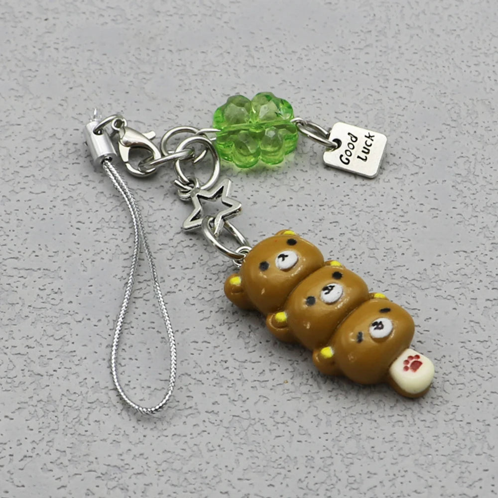 Handmade Kawaii Dango Bear and Cat Phone Charm