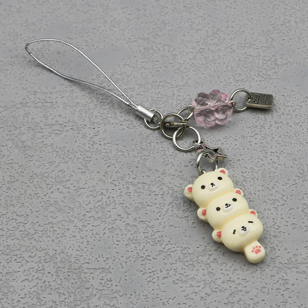 Handmade Kawaii Dango Bear and Cat Phone Charm