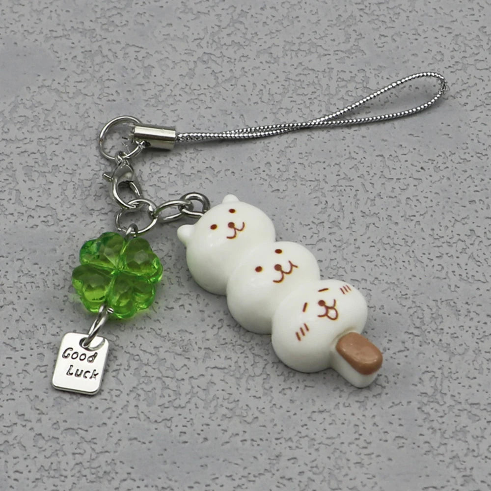 Handmade Kawaii Dango Bear and Cat Phone Charm
